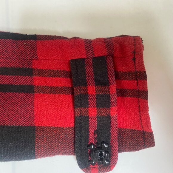 BB Dakota Coat Womens XL Plaid Cotton Blend Skull Button Grunge Tweed Pea Coat - Picture 10 of 12